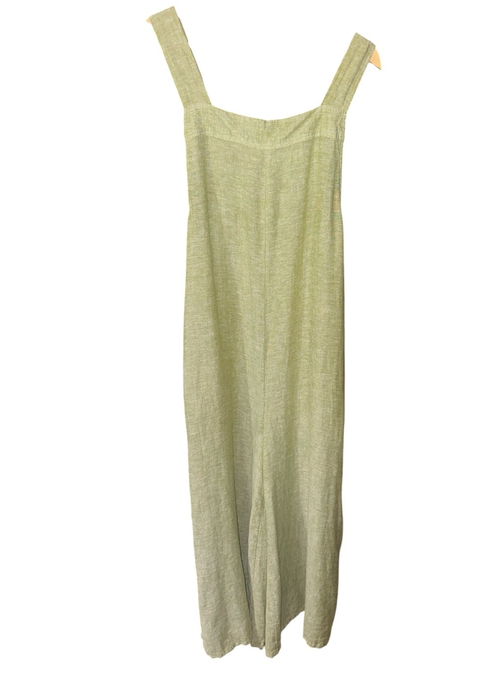 Haute Hippie Linen-Blend Wide-Leg Apron Style Jumpsuit Romper Light Green Sz M - Picture 3 of 11